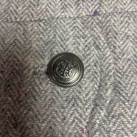 Talbots Wool Blend Chevron Crest Button Skirt Gray Sz 10 - Picture 4 of 8